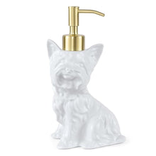 Load image into Gallery viewer, NEWHENGS Yorkshire Terrier Shaped Soap/Lotion/Hand Sanitizer Dog Lover Stainless Steel Pump Dispenser for Dog Gifts, Refillable for Kitchen and Bathroom(White)