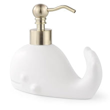 Load image into Gallery viewer, NEWHENGS Cute Whale Shape Soap/Hand Sanitizer Metal Pump Dispenser, Refillable for Bathroom Accessories, Gifts for Kids (Matt White)