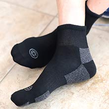 Load image into Gallery viewer, Doctor's Choice Diabetic Quarter Socks, Men's, Non-Binding, Half-Cushioned, & Seamless Toe, 2 Pairs, Black, X-Large (Mens Shoe Size: 12-15)