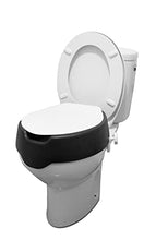 Load image into Gallery viewer, KMINA 4 Inch Soft Raised Toilet Seat with Lid, 300 lb Capacity, Fits Round & Compact Elongated Bowls up to 15" Wide, Tool-Free Clamp-On Riser, Black