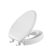 Load image into Gallery viewer, SAMODRA Raised Toilet Seat Riser, White, 3 Inch High Elevated Toilet Seat for Seniors, Soft Close, Easy Install & Clean (Elongated)