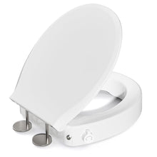 Load image into Gallery viewer, BIGCOW Raised Toilet Seat with Bidet - Round, Soft Close, 3" Height - Dual Nozzle (Frontal & Rear Wash) with Adjustable Cold Water Pressure and Stainless Steel Inlet (Round)