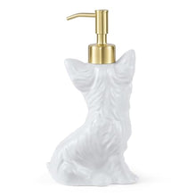 Load image into Gallery viewer, NEWHENGS Yorkshire Terrier Shaped Soap/Lotion/Hand Sanitizer Dog Lover Stainless Steel Pump Dispenser for Dog Gifts, Refillable for Kitchen and Bathroom(White)