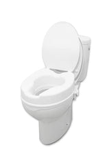 Load image into Gallery viewer, PEPE Mobility Raised Toilet Seat with Lid for Elderly 4" High, Fits Round and Elongated up to 15" Wide, Commode Seat with Sturdy Brackets, Medical Aid