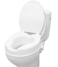 Load image into Gallery viewer, PEPE Mobility Raised Toilet Seat with Lid for Elderly 4" High, Fits Round and Elongated up to 15" Wide, Commode Seat with Sturdy Brackets, Medical Aid