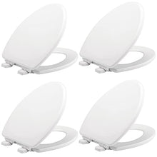 Load image into Gallery viewer, Mayfair Linden Slow Close Toilet Seat, Non Slip Heavy Duty Wood, Easy Install, Made in USA, Elongated, White, 4 Pack