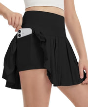 Load image into Gallery viewer, DOCUMO Pleated Skirts for Girls with Pocket Shorts Girls Athletic Golf Tennis Skorts Hight Waisted Skirts for Running Casual (Black, X-Small)