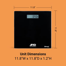 Load image into Gallery viewer, A&D Medical Digital Body Weight Scale - UC-352BLE - Bluetooth Bathroom Weight Machine, Syncs with A&D Heart Track App - 450lb (200kg) - Batteries Included, Black