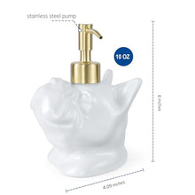 Load image into Gallery viewer, NEWHENGS French Bulldog Shaped Soap/Lotion/Hand Sanitizer Bulldog Ceramic Stainless Steel Pump Dispenser Gifts for Lover, Refillable for Kitchen and Bathroom(White)