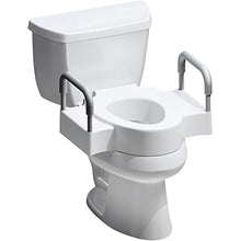 Load image into Gallery viewer, Bemis Rise 4.5" Raised Toilet Seat with Support Handles, Hinges Never Loosen, Fits Round and Elongated