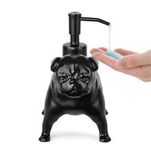 Load image into Gallery viewer, NEWHENGS Pug Dog Shaped Ceramic Pump Soap Dispenser,Dog Lover Gifts,Black