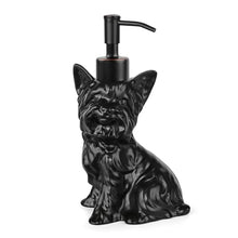 Load image into Gallery viewer, NEWHENGS Yorkshire Terrier Shaped Soap/Lotion/Hand Sanitizer Dog Lover Stainless Steel Pump Dispenser for Dog Gifts, Refillable for Kitchen and Bathroom(Black)