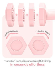 Load image into Gallery viewer, Adjustable Dumbbells Set, 4 in 1 Hand Weights Set for Women Men 10 LB Dumbbell Pair Each 2lbs 3lbs 4lbs 5lbs Weights Dumbbells Set with TPU Soft Rubber Handle for Home Gym Exercise Fitness - Pink