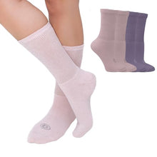 Load image into Gallery viewer, Doctor's Choice Diabetic Socks for Women, Non Binding Extra Wide Crew, Seamless Toe, Loose Fit, Cushioned Support, Neuropathy Relief, Wide Toe Box, Swollen Feet, 4 Pairs 9-11, Medium (Pink/Purple)