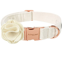 Load image into Gallery viewer, ARING PET Velvet Dog Collars, White Soft Pet Collar with Detachable Felt Flower Metal Buckle for Puppy Small Medium Large Boy Girl Dogs-XL