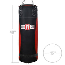 Load image into Gallery viewer, Ringside Large Leather Heavy Bag – Soft Filled Boxing Punching Bag for Training & Fitness – Durable Leather Construction – 16" x 48" – 130lb