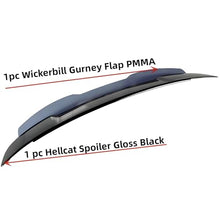 Load image into Gallery viewer, STSEV01 Rear Wickerbill Spoiler Wing Fit for Dodge Charger SE/SXT/SRT/GT/RT/Daytona/Scat Pack 2011-2023, Glossy Black Hellcat Style Spoiler + Smoked Wicker Bill Exterior Accessories