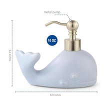 Load image into Gallery viewer, NEWHENGS Cute Whale Shape Soap/Hand Sanitizer Metal Pump Dispenser, Refillable for Bathroom Accessories, Gifts for Kids (Matt Blue)