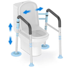 Load image into Gallery viewer, Delog Toilet Safety Rails 300 lb - Adjustable Toilet Safety Frame & Rails, Toilet Safety Rail for Elderly Adults, Toilet Handles for Seniors, Toilet Bars for Elderly & Handicap (Blue)