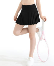 Load image into Gallery viewer, DOCUMO Pleated Skirts for Girls with Pocket Shorts Girls Athletic Golf Tennis Skorts Hight Waisted Skirts for Running Casual (Black, X-Small)