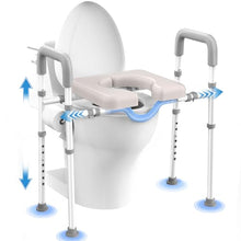 Load image into Gallery viewer, Male-Friendly Raised Toilet Seat with Handles, Adjustable Width Toilet Seat Riser for Seniors