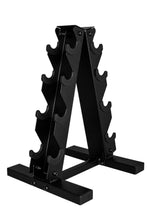 Load image into Gallery viewer, CAP Barbell 100 lb Rubber Coated Hex Dumbbell Set with Vertical Rack, Space-Saving A-Frame Storage