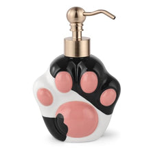 Load image into Gallery viewer, NEWHENGS Paw Shape Soap/Lotion/Hand Sanitizer Metal Pump Dispenser Funny Gifts, Refillable for Cute Kitchen and Bathroom Accessories (Black/White)