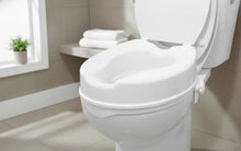 Load image into Gallery viewer, PEPE Mobility Raised Toilet Seat with Lid for Elderly 4" High, Fits Round and Elongated up to 15" Wide, Commode Seat with Sturdy Brackets, Medical Aid
