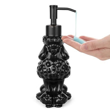 Load image into Gallery viewer, NEWHENGS Poodle Shaped Soap/Lotion/Hand Sanitizer Ceramic Dog Lover Stainless Steel Pump Dispenser for Dog Mom Gifts, Refillable for Kitchen and Bathroom (Black)