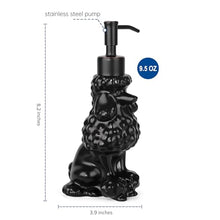 Load image into Gallery viewer, NEWHENGS Poodle Shaped Soap/Lotion/Hand Sanitizer Ceramic Dog Lover Stainless Steel Pump Dispenser for Dog Mom Gifts, Refillable for Kitchen and Bathroom (Black)