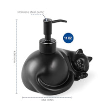 Load image into Gallery viewer, NEWHENGS Cat Shape Soap/Lotion/Hand Sanitizer Stainless Steel Pump Dispenser Gifts for Cat Lovers, Refillable for Cute Kitchen and Bathroom Accessories (Matt Black)