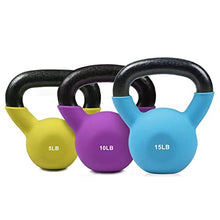 Load image into Gallery viewer, RitFit Neoprene Coated Kettlebell Weight Set, Solid Cast Iron, 5-15 LB (5+10+15 LB)