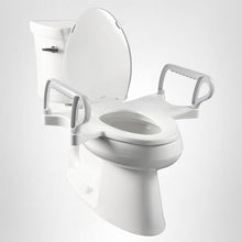Load image into Gallery viewer, Bemis Assist Toilet Seat with Built-in Support Handles, Hinges Never Loosen, Fits Round and Elongated