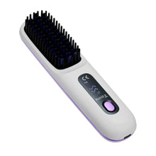 Load image into Gallery viewer, Portable Cordless Hair Straightening Brush – Anti-Scald Rounded Teeth, 3 Heat Levels (320°F/356°F/392°F) with LCD Screen, USB Rechargeable Hot Comb for Travel & Daily Touch-Ups