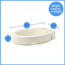 Load image into Gallery viewer, Medline Elongated Hinged Toilet Seat Riser, 3.5 inch, 400 lb Weight Capacity, White - Ideal Mobility Aid for Elderly, Disabled, and Medical Patients, Enhances Bathroom Safety