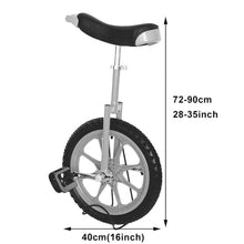 Load image into Gallery viewer, Single Wheel Unicycles 16-inch Kids Wheel Unicycle with Comfortable Saddle Seat & Rubber Mountain Tire (Blue)