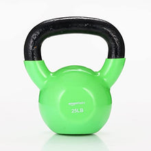 Load image into Gallery viewer, Amazon Basics Vinyl Kettlebell for Strength Training and Workout, 25 Pounds, Textured Handle, Light Green