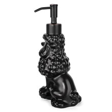 Load image into Gallery viewer, NEWHENGS Poodle Shaped Soap/Lotion/Hand Sanitizer Ceramic Dog Lover Stainless Steel Pump Dispenser for Dog Mom Gifts, Refillable for Kitchen and Bathroom (Black)