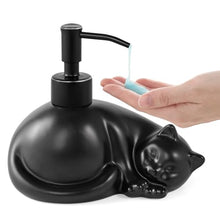Load image into Gallery viewer, NEWHENGS Cat Shape Soap/Lotion/Hand Sanitizer Stainless Steel Pump Dispenser Gifts for Cat Lovers, Refillable for Cute Kitchen and Bathroom Accessories (Matt Black)