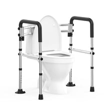 Load image into Gallery viewer, UGarden Upgraded Toilet Safety Rails 380LBS, Stainless Steel Toilet Rail Frame, Adjustable Stand Alone Toilet Support with Non-Slip Grips & Suction Cups,Tool-Free Assembly, Fits for Elderly/Disabled