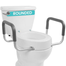 Load image into Gallery viewer, Vive Raised Toilet Seat Riser for Seniors (with Handles) - Handicap Rail Grab Bar Seat for Over Toilet