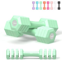 Load image into Gallery viewer, Adjustable Dumbbells Set, 4 in 1 Hand Weights Set for Women Men 10 LB Dumbbell Pair Each 2lbs 3lbs 4lbs 5lbs Weights Dumbbells Set with TPU Soft Rubber Handle for Home Gym Exercise Fitness -Green