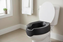 Load image into Gallery viewer, KMINA 4 Inch Soft Raised Toilet Seat with Lid, 300 lb Capacity, Fits Round & Compact Elongated Bowls up to 15" Wide, Tool-Free Clamp-On Riser, Black