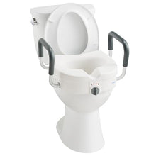 Load image into Gallery viewer, Raised Toilet Seat with Removable Padded Arms Adjustable Width 5" Toilet Seat Riser Supports 300lbs for Seniors