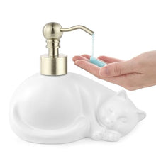 Load image into Gallery viewer, NEWHENGS Cat Shape Soap/Lotion/Hand Sanitizer Stainless Steel Pump Dispenser Gifts for Cat Lovers, Refillable for Cute Kitchen and Bathroom Accessories (Matt White)