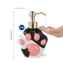 Load image into Gallery viewer, NEWHENGS Paw Shape Soap/Lotion/Hand Sanitizer Metal Pump Dispenser Funny Gifts, Refillable for Cute Kitchen and Bathroom Accessories (Black/White)