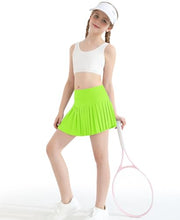 Load image into Gallery viewer, DOCUMO Pleated Skirts for Girls with Pocket Shorts Girls Athletic Golf Tennis Skorts Hight Waisted Skirts for Running Casual (Neon Green, X-Large)