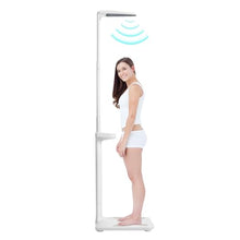 Load image into Gallery viewer, Professional Digital Physicians Scale 440Lbs, Multifunction Physician Medical Body Weight Scale, Ultrasonic Height and Weight Scale for Fat, Water, Muscle, Bone, Calories, BMI, LCD Display