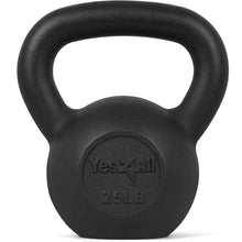 Load image into Gallery viewer, Yes4All Solid Cast Iron Kettlebell Weights Set – Great for Full Body Workout and Strength Training 25 lbs (Black)