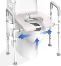Load image into Gallery viewer, Raised Toilet Seat with Handles - Width & Height Adjustable Toilet Seat Risers for Seniors